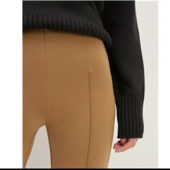 EVERLANE DREAM PANT KICK FLARE TOASTED COCONUT TAN CAMEL ANKLE PINTUCK SEAM PANT - Picture 5 of 16